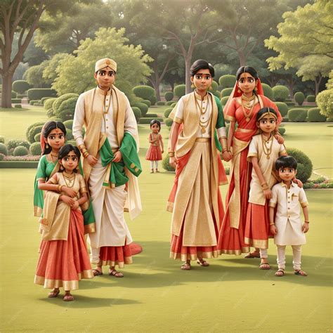 Premium AI Image | Indian family in traditional Indian dress