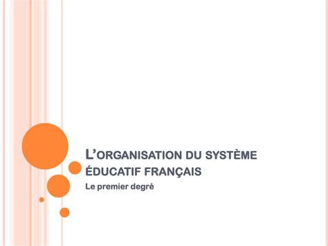 organisation et fonctionnement du système éducatif français