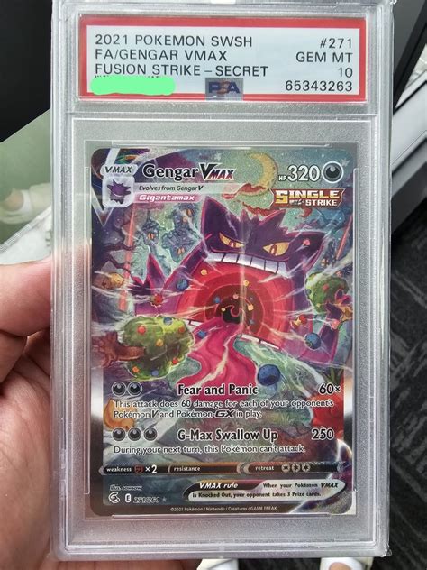 PSA 10 Gengar Vmax Alternate Art AA Fusion Strike 271 264 Pokemon