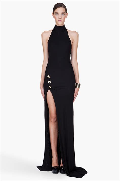 Balmain Long Black Backless Side Slit Dress In Black Lyst