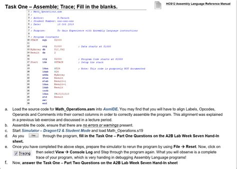 Hcs Assembly Language Reference Manual Task One Chegg