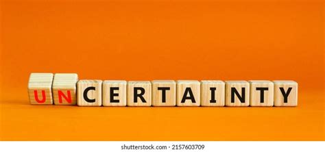 Certainty Uncertainty Symbol Turned Wooden Cubes Stock Photo 2157603709