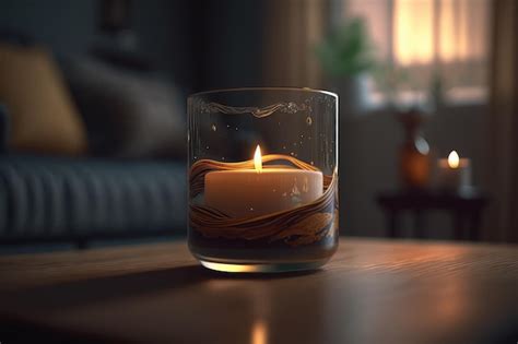 Premium AI Image | Closeup of flickering candle illuminating the living ...