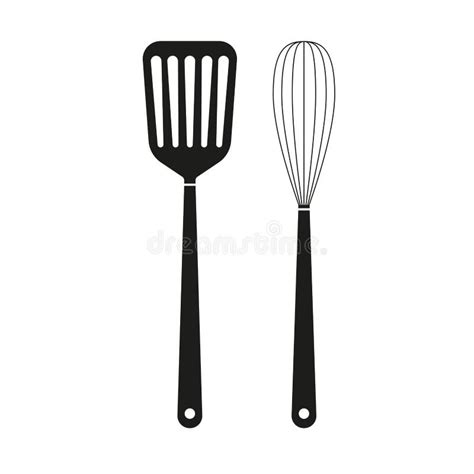 Spatula And Whisk Kitchen Tools And Cooking Utensils Icon Vector