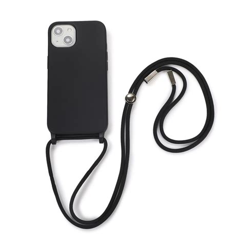 Crossbody Lanyard Elastic Silicone Phone Case For IPhone 13 Black