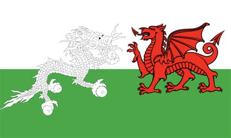 Flag of Wales but the dragon gets a visitor : r/vexillologycirclejerk