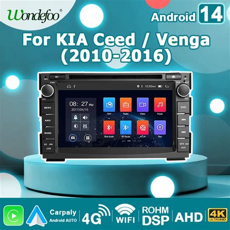 CarPlay 2 DIN 7 Android 14 Car Radio For KIA Ceed Venga 2010 2016