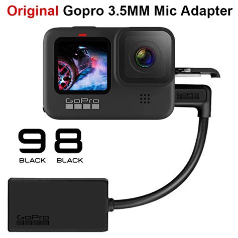 Original Gopro 35mm Mic Adapter For Gopro Hero 9 8 Max 7 6 5 Black