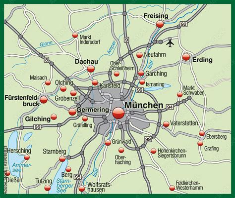 Stadtplan Von M Nchen In Gruen Stock Vector Adobe Stock