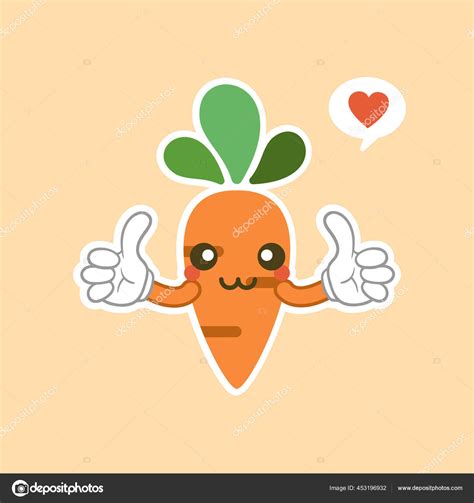 Cute Kawaii Carrot Cartoon Character Vector Isolated Image Carrot