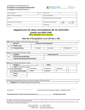 Ausfüllbar Online fr externe Prfungsteilnehmer Fax Email Drucken