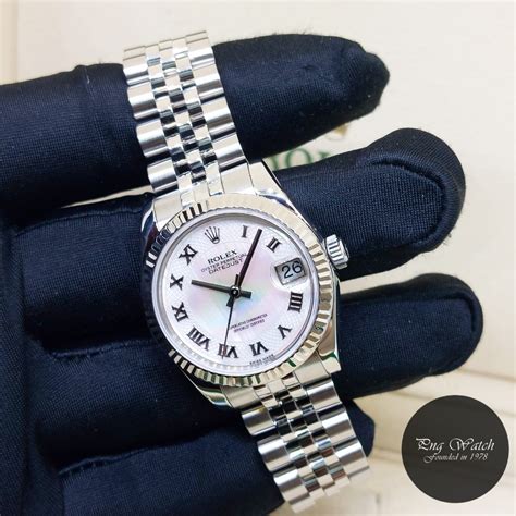 Rolex Mm Discontinued Fluted Bezel Mother Of Pearl Roman Dial