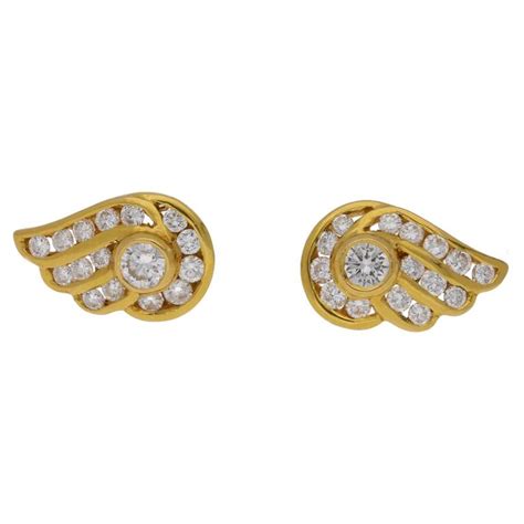 Diamond Set Gold Wing Stud Earrings For Sale At 1stdibs