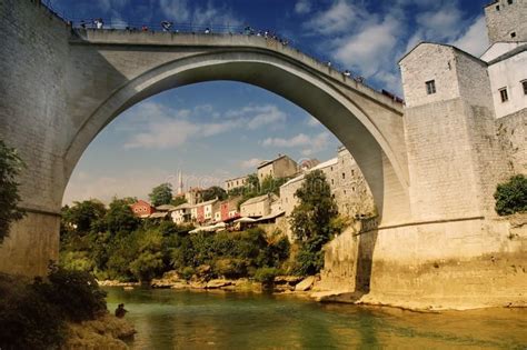 Mostar With The Famous Bridge Bosnia Stock Photo Image Of Ancient