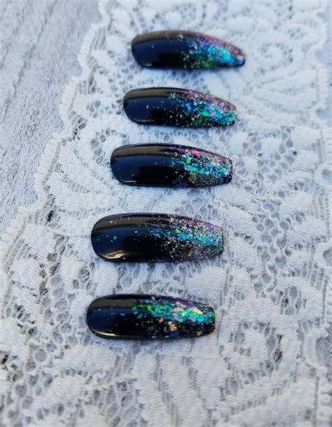 Chameleon Flake Ombre Fake Nails Press On Nails Faux Nails Etsy