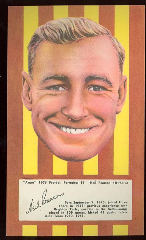 1953 Argus Football Portrait Neil Pearson Trade Card Australian