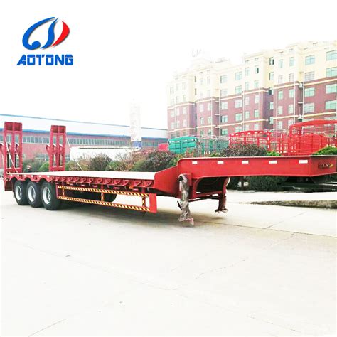 Axle Ton Lowbed Semi Trailer Dolly Trailer Hydraulic Ramp Low Bed