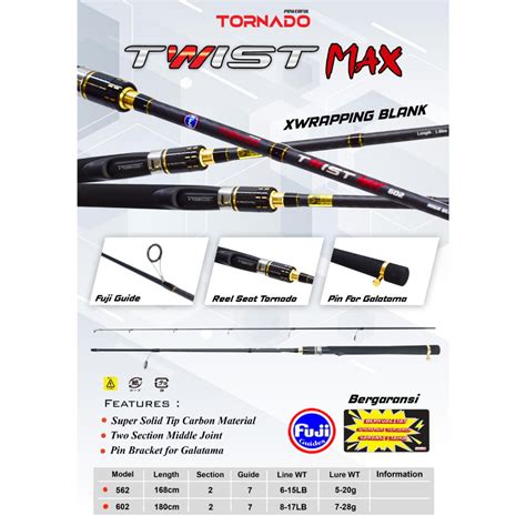 Jual Joran TORNADO TWIST MAX Carbon Solid 165cm 180 Cm CIncin Full FUJI