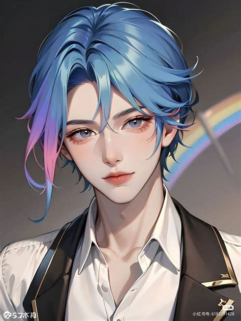 Pin By 庭庭 On 1🍭personal Taste🍭 Digital Art Anime Handsome Anime Guys Blue Hair Anime Boy