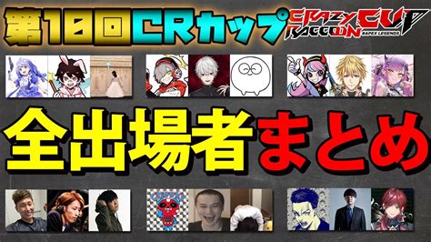 【crカップ 】第10回crカップ メンバー 出場選手紹介 全チーム確定【apexlegends Apex Crカップ】 Youtube