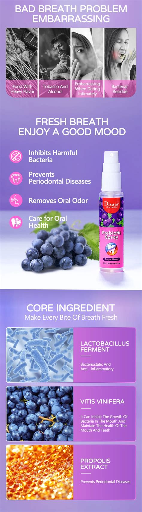 Disaar Wholesale Oral Spray Fresheners Breath Removal Bad Breath Mouth Natural Fruit Flavor