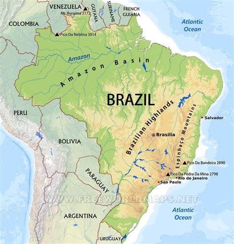 Brazil Physical Map Brazil Map Brazil Geography Map