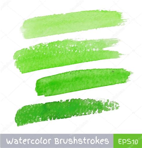 Pinceladas De Pincel Acuarela Verde Vector De Stock Por Artishokcs