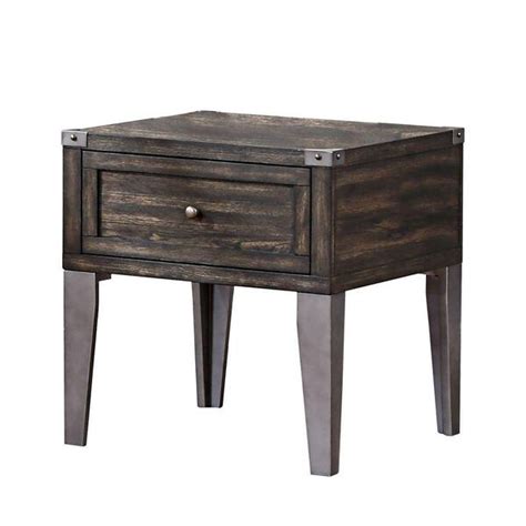 Benjara 24 5 In Brown Rectangle Wood End Table With Metal Legs