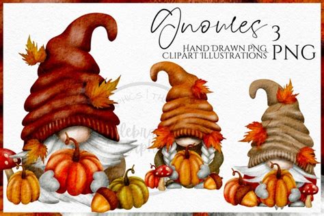 Fall Gnome Clipart Png Bundle Autumn Gonk Hand Drawn Etsy