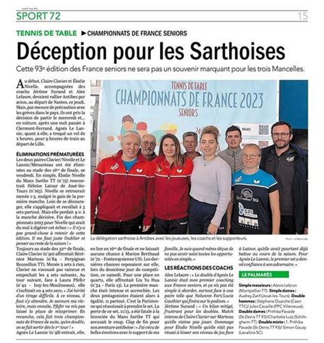 Revue De Presse Du Mois De Mars 2023 Le Mans Sarthe Tennis De Table