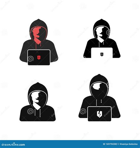 Hackers Set Of Vector Illustrations Icons Emblems Cartoondealer