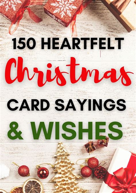 Christmas Card Sayings And Wishes With Presents On The Table In Front