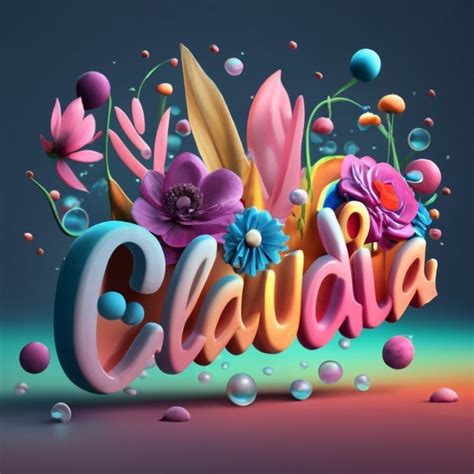 Claudia Name Wallpaper With Flowers And Bubbles