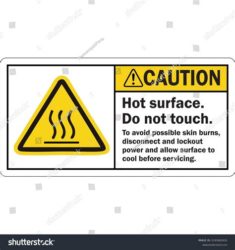 Ansi Caution Safety Label Hot Surface Stock Vector Royalty Free 2145001033 Shutterstock