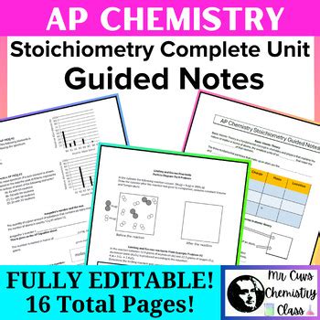 Ap Chemistry Stoichiometry Full Unit Guided Notes Particle Diagrams