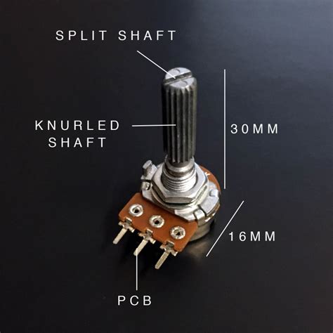 POTENTIOMETER ALPHA LOG A250K KNURL SPLIT SHAFT PCB 16MM