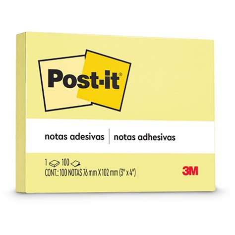 Bloco De Notas Adesivas Post It Mm X Mm Amarelo C Fls South