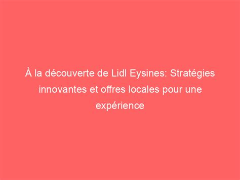 La D Couverte De Lidl Eysines Strat Gies Innovantes Et Offres