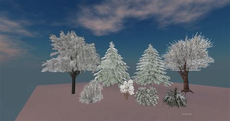 Second Life Marketplace Snowy Trees And Bushes