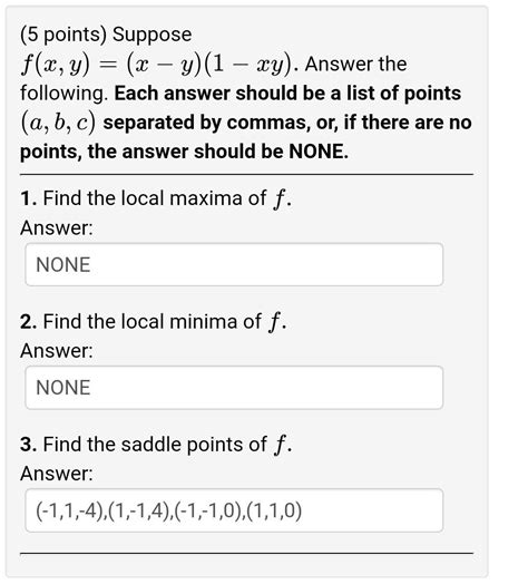 Solved 5 Points Suppose F X Y X−y 1−xy Answer The