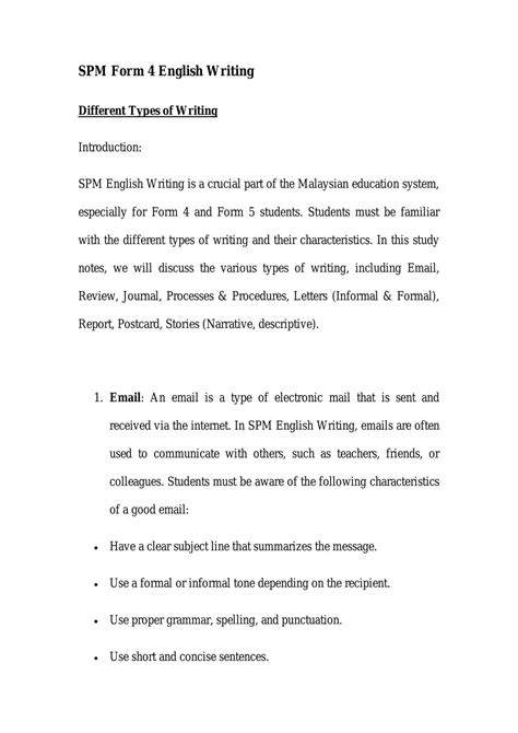 Spm Form 4 English Writing English Language Form 4 Spm Thinkswap