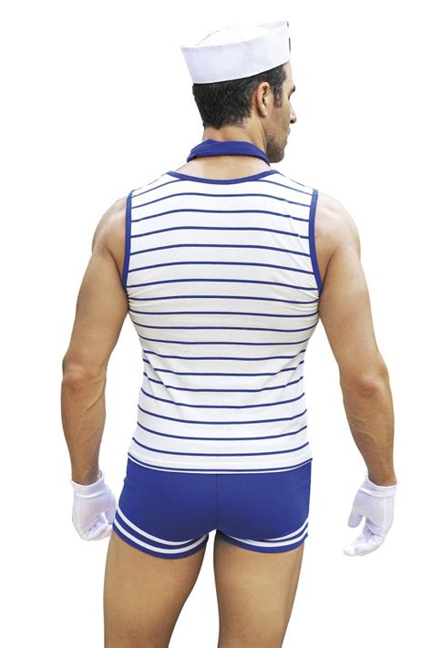 Matrosen Kostüm Set in blau weiß mit goldenen Knöpfen Uniformen Jobs Kostüme Club Hot