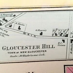 Antique 1871 New Gloucester, Maine Map From F.W. Beers Atlas of ...