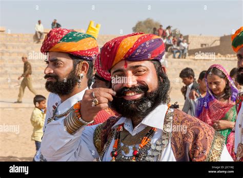 Men With Turbans Festival Parade Desert Festival Jaisalmer