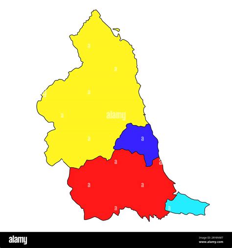 Multi Coloured Map Of North East England Is A Region Of England With