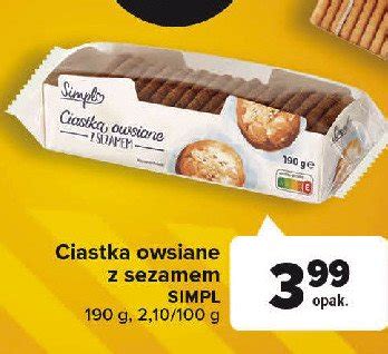 Ciastka Owsiane Z Sezamem Simpl Cena Promocje Opinie Sklep