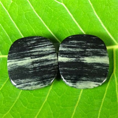 Cts Natural Zebra Jasper Loose Gemstones Pair Cushion Cabochon