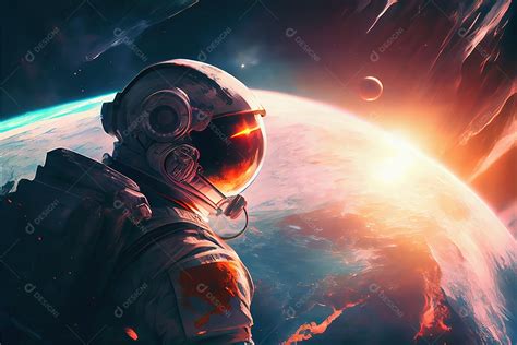 Astronauta flutuando no espaço olha para o planeta explodindo download