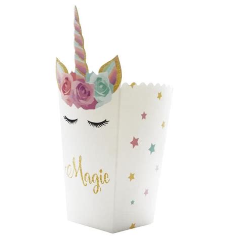 PAPIER CADEAU Unicorn Popcorn Boîte à Popcorn en papier avec licorne