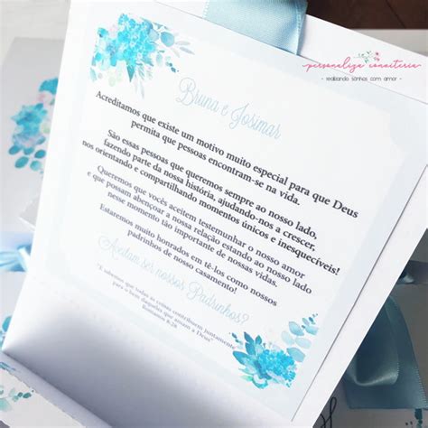 Caixa Convite Para Padrinhos Casamento Azul Serenity Elo